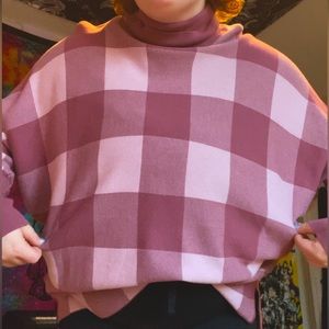 Pink checkered turtle neck
